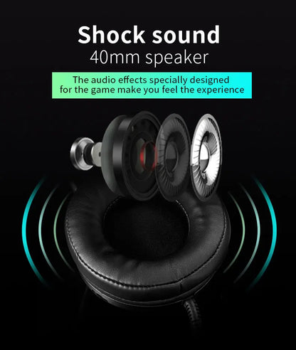 G7 Gaming Headset With Noise-cancelling Microphone Surround Sound 3.5mm Wired LED Lights Gaming Headset For Gamers PC Laptop