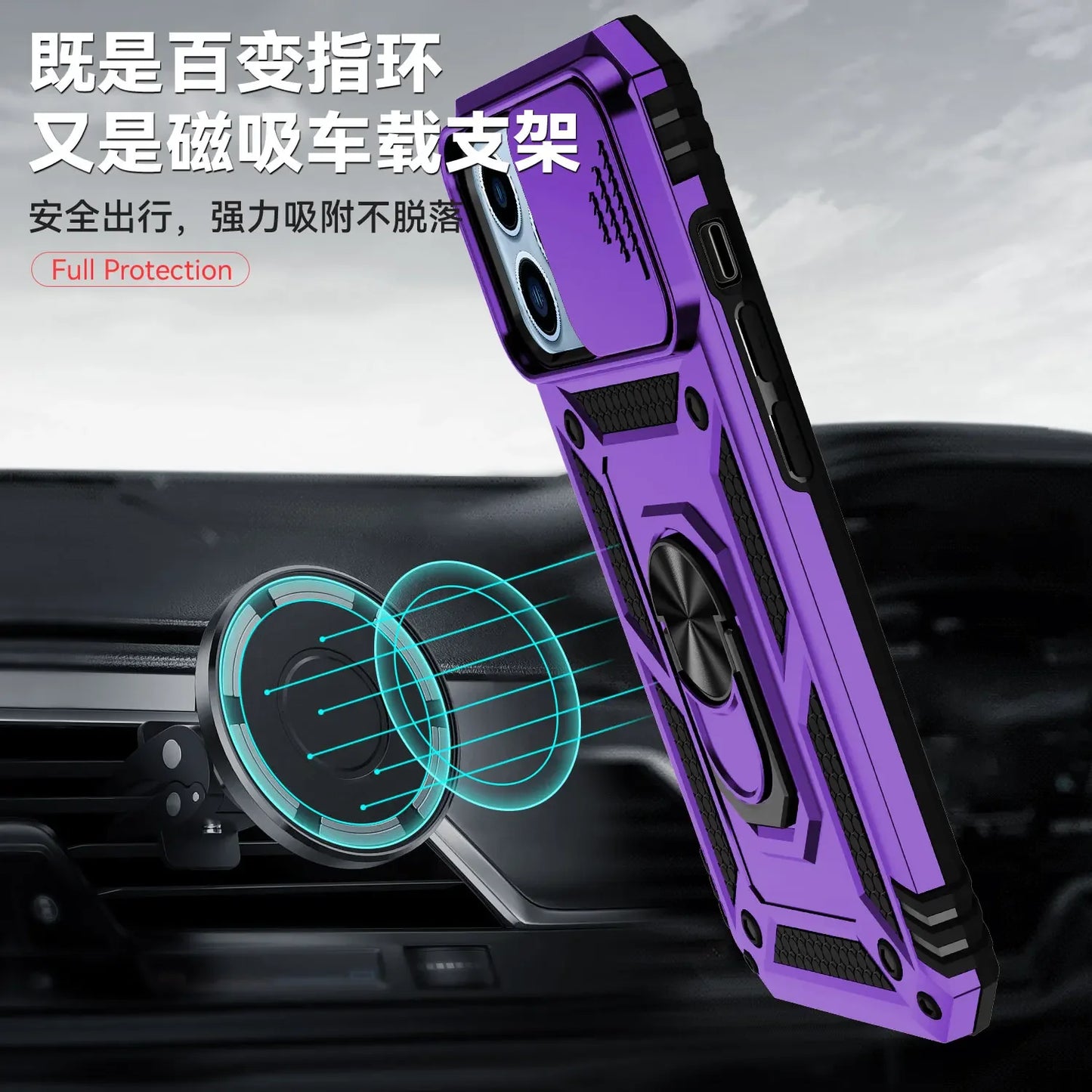 360 Degree Swivel Ring for iPhone 15 14 11 13 Pro 12 Mini X Max Mini XRX786 PlusTPU PC Fall Prevention Car Magnetic Suction Case