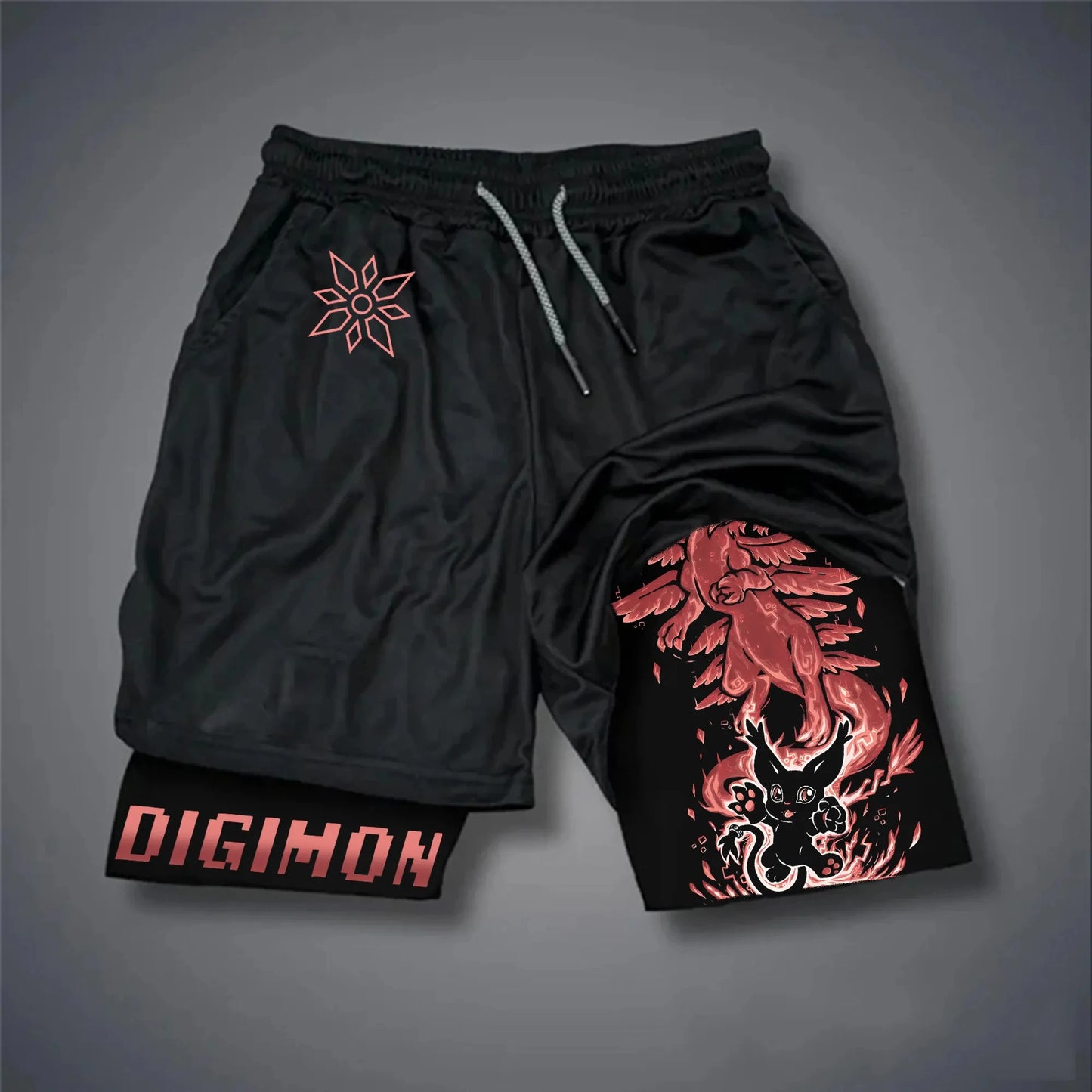 Digimon Peripheral Products Digital Monster Print Men's Shorts Streetwear GYM Sports Men's 2025 Summer Fashion Street Shorts