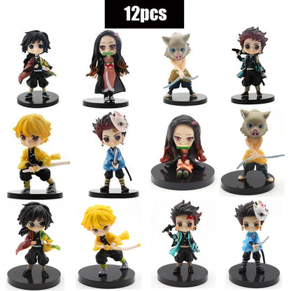Demon Slayer Mini Figurine 6pcs/12pcs/Sets Kimetsu No Yaiba Small PVC Dolls Desktop Decoration