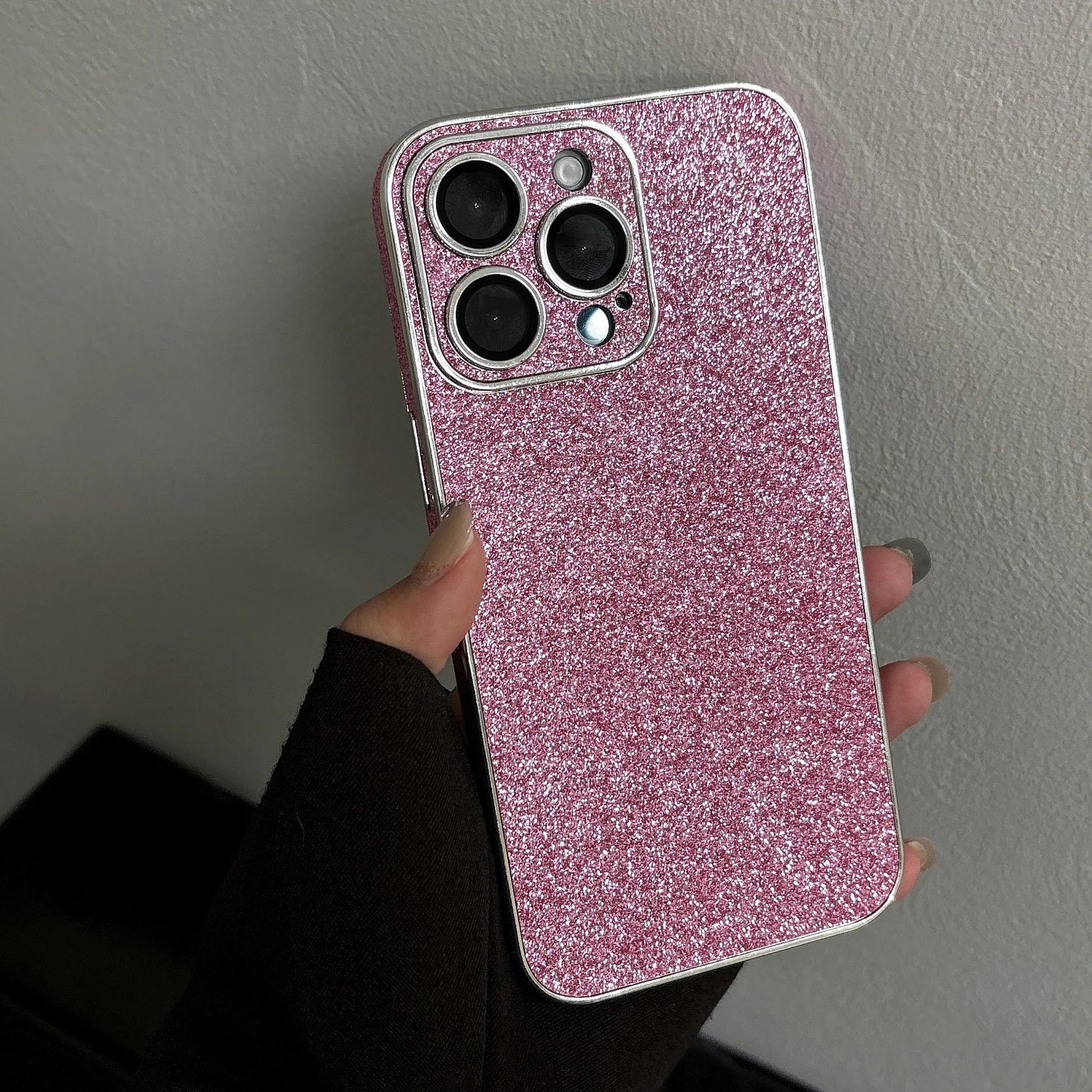Luxury Bling Glitter Leather Case For iPhone 16 15 14 13 12 11 Pro Max Sparkling Soft Silicone Shockproof Plating Bumper Cover