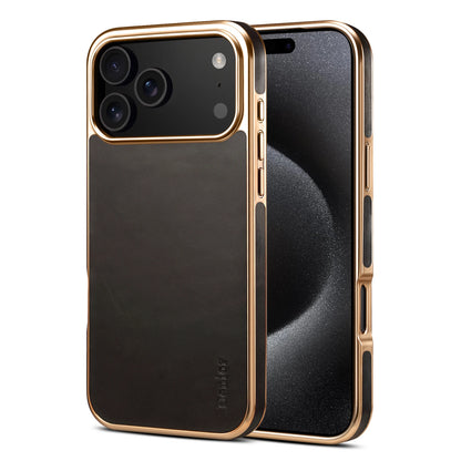 Luxury Oil Wax Cowhide Leather Case for iPhone 16 Pro Max 17 Air 15 Plus 14 Pro 13 12 Lens Electroplating Protective Phone Cover