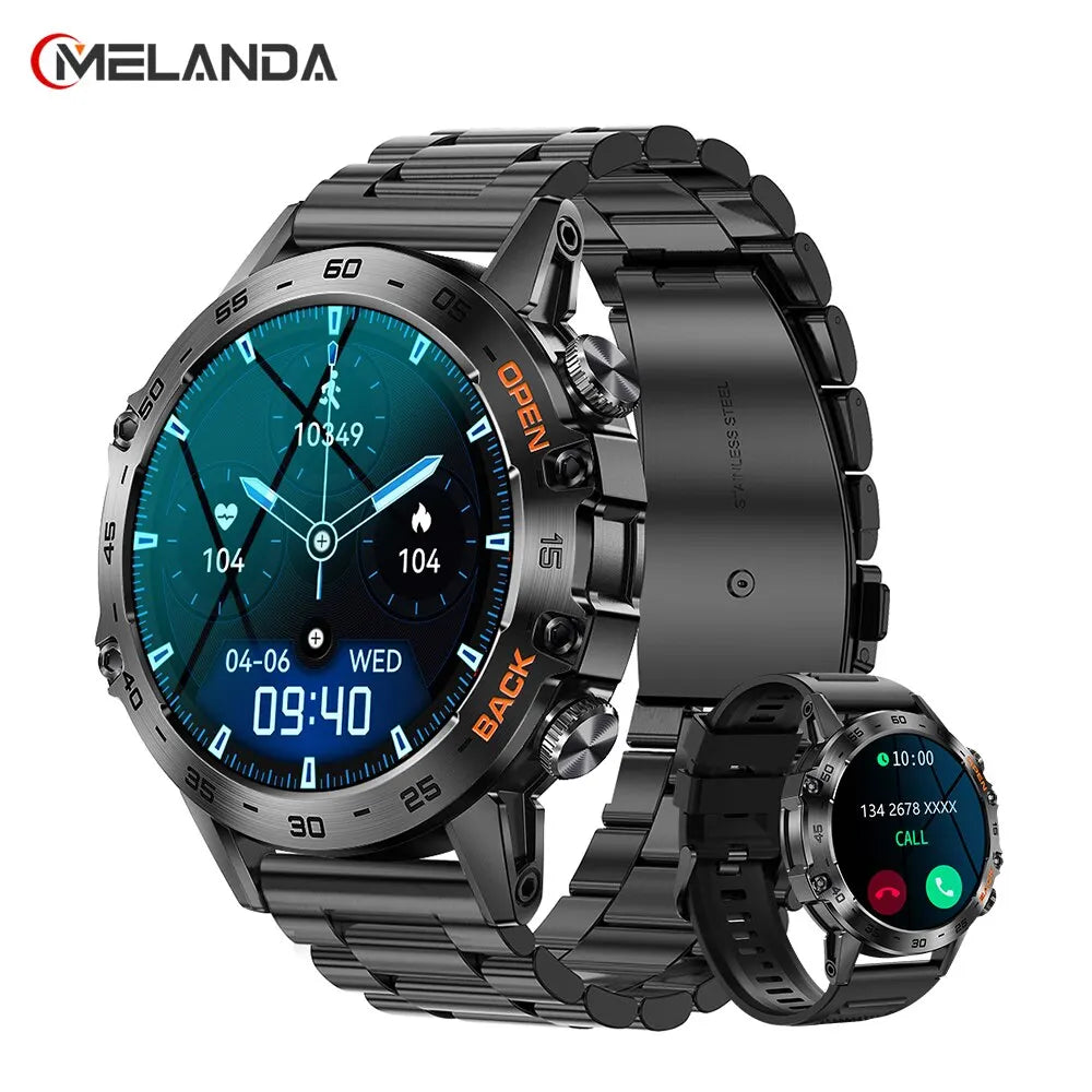 MELANDA Steel 1.39 Bluetooth Call Smart Watch Men Sports Fitness Tracker Watches IP67 Waterproof Smartwatch for Android IOS K52