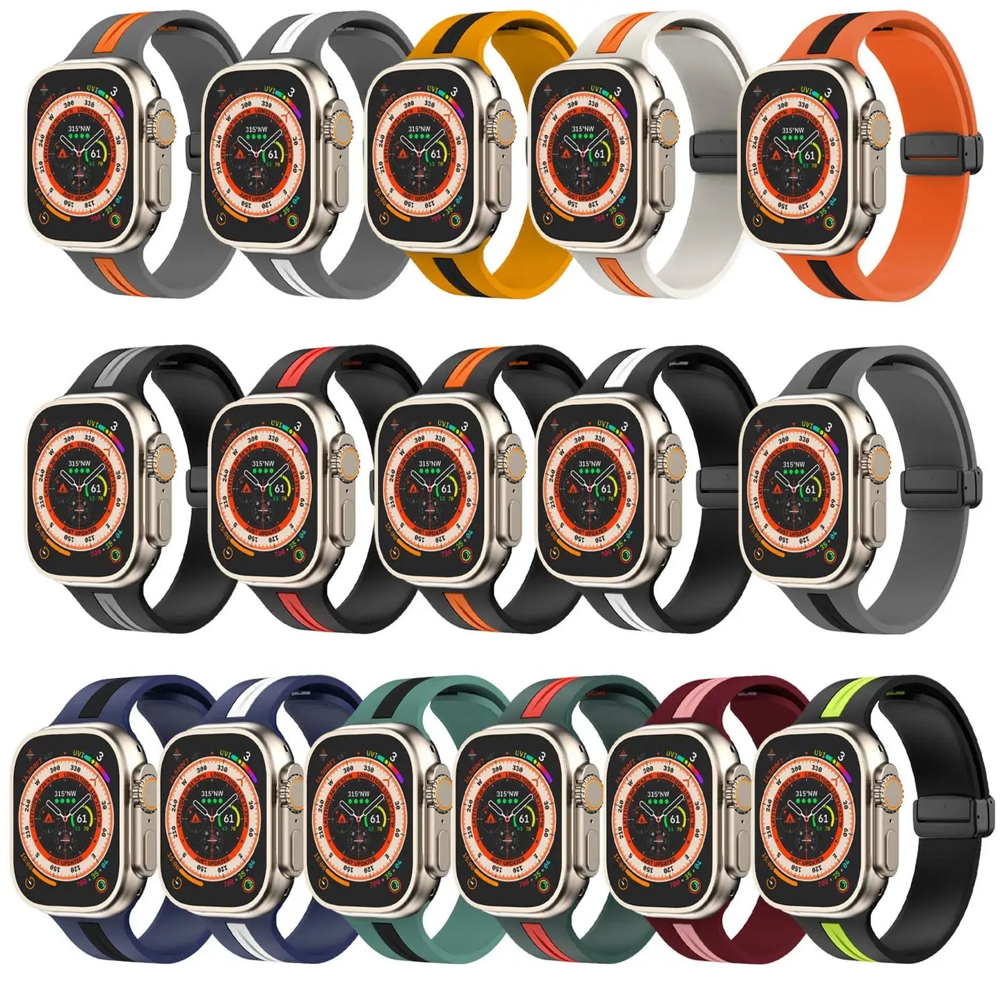 Silicone Strap For Apple Watch band 44mm 45mm 49mm 41mm 42mm 38 40mm Magnetic Bracelet iWatch correa series 9 8 7 6 5 Ultra SE 2