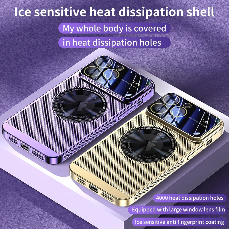 Electroplated Heat Dissipation Phone Case For Iphone 13 11 12 14 15 Pro Max Plus Magnetic Plating Phone Cover Magsafe For IPHON