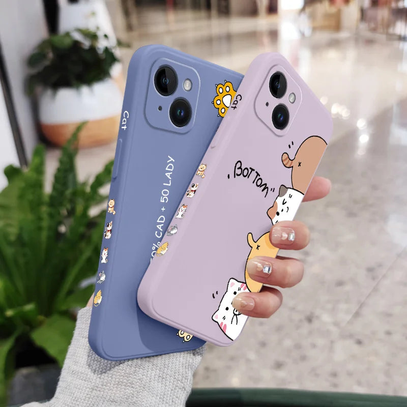 Funda de teléfono con arena para gatos para iPhone 15 14 13 Plus Pro Max Mini funda de silicona líquida