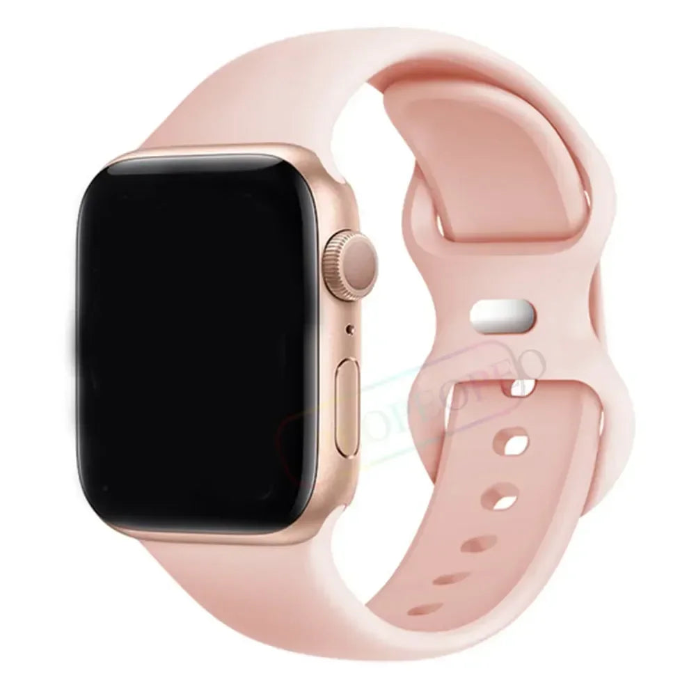 Silicone Strap For Apple Watch Band 40mm 44mm 45mm 42-38-41mm original 1:1 bracelet iwatch series 8 7 se 3 4 5 6 9 ultra 2 49mm