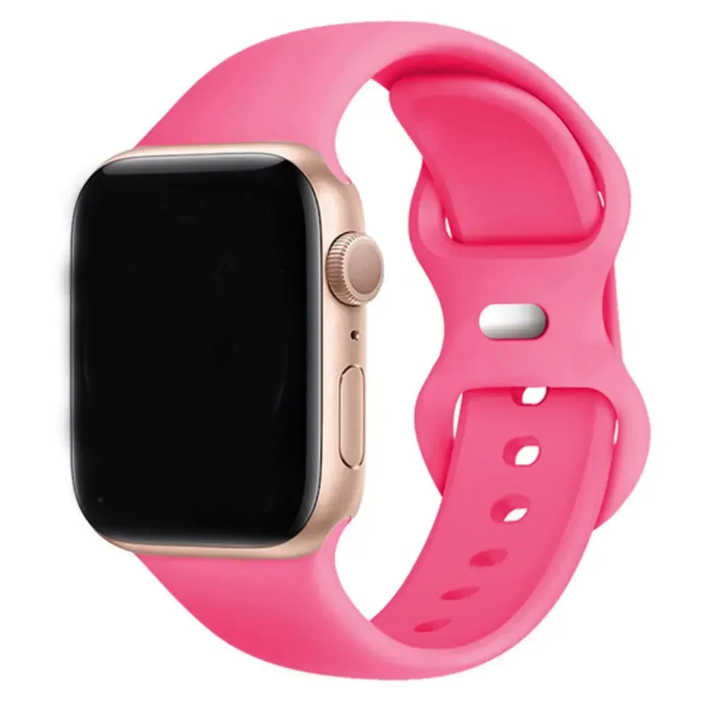 Silicone Strap For Apple Watch Band 40mm 44mm 45mm 42-38-41mm original 1:1 bracelet iwatch series 8 7 se 3 4 5 6 9 ultra 2 49mm