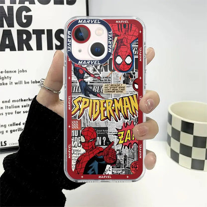 Spider-Mann Soft Phone Case for iPhone 14 16 Plus15 Pro Max 11 12 Mini 13 Pro Max SE 8 7 Plus XR X XS Max Clear Cover