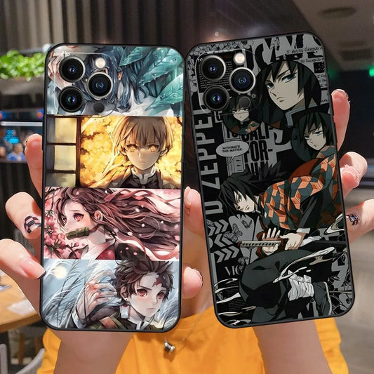 Demon😈Slayer Anime Phone Case for iphone 15 14 Pro Max Silicone Soft luxury Back Cover