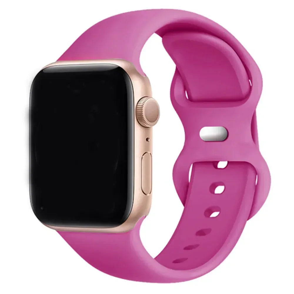 Silicone Strap For Apple Watch Band 40mm 44mm 45mm 42-38-41mm original 1:1 bracelet iwatch series 8 7 se 3 4 5 6 9 ultra 2 49mm