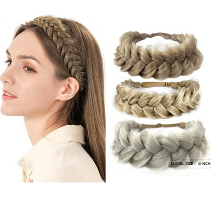 1pcs Hand Knit Braid Hair Twist Headband Synthetic Braids Elastic Adjustable Hairpiece Hair Accessories for Women Girls Festival