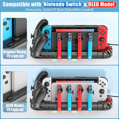 For Switch Joycon Charger Switch OLED Controllers Fast Charge Switch Pro Controller Dock Station 8 Game Slots for Nintendo