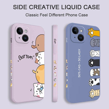 Cat Litter Phone Case For iPhone 15 14 13 Plus Pro Max Mini Liquid Silicone Cover