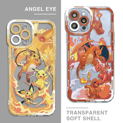 Anime Pokemon Charizard Pikachu Phone Case for IPhone 15 Pro Max 11 12 13 14 Pro Max 14 7 8 Plus XR X XS SE 2 3 Soft Clear Cover