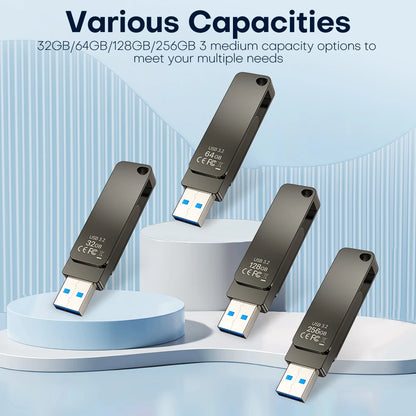 HP USB3.2 Flash Drive 32GB 64GB High Speed USB Sticks 128GB 256GB External Storage Metal Pendrive