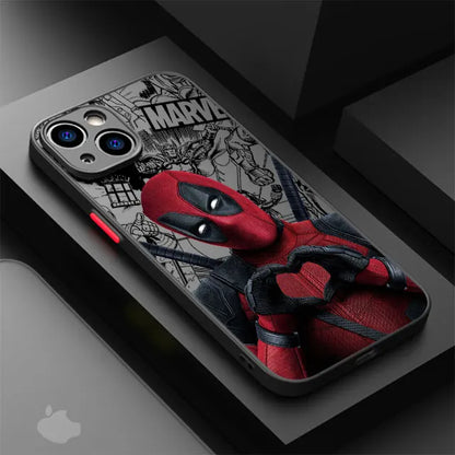 Marvel Deadpool Hard PC Luxury Matte Cover Case for iPhone 16 15 XR X 14 16 Plus XS Max 13 Mini 15 16 Pro Max 12 11 Pro 12 Pro