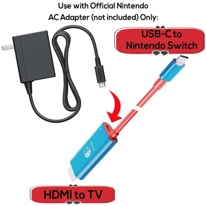 Portable Switch Dock USB Type C to HDMI Conversion Cable for TV Docking Mode Compatible with Nintendo Switch, Steam Deck