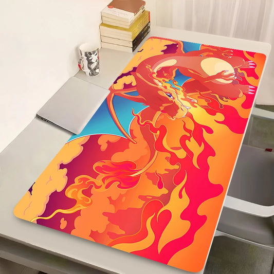 Japan Anime Magma Mouse Pad Laptop Kawaii P-pokemon C-charizard Keyboard Rug PC XXL Rug Gamer Cabinet Mousepad Big Cool Desk Mat