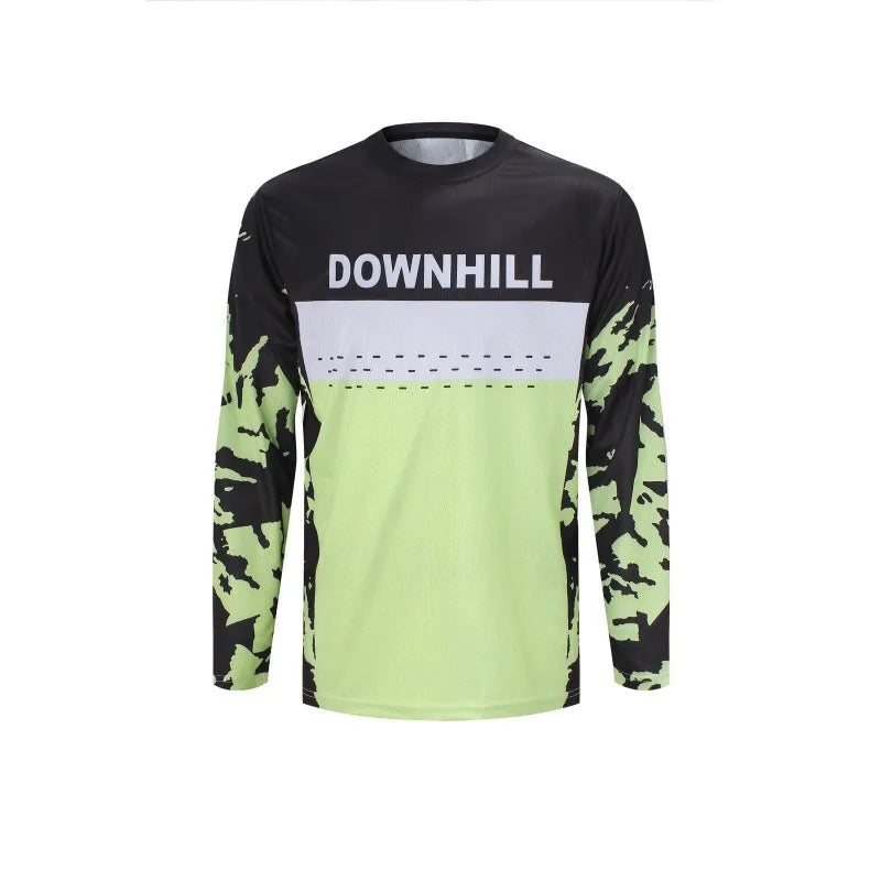 Men's Mountain Bike Off-road Motorcycle 3D Printed Breathable Long Sleeved T-shirt, Suitable for Downhill, BMX and Other Sports