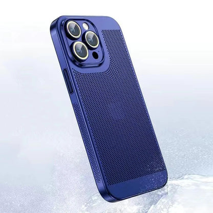 Electroplated Border Honeycomb Mesh Shell Phone Case For Iphone 11 12 13 14 15 16 Pro Max 14Plus XS Max Heat Dissipation Cover