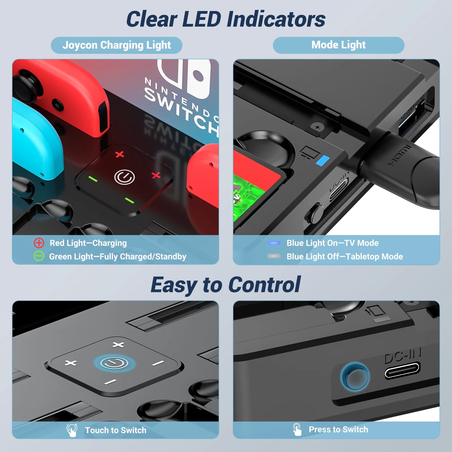 Nintendo Switch Joycon Charger Game Card Slot Switch TV Dock Station with HDMI & 3.0 USB Port for Switch OLED Storage Charging Stand