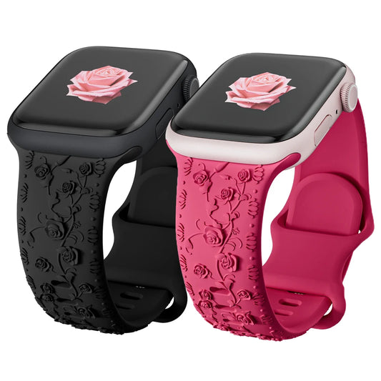 Strap for Apple watch band 44mm 42mm 45mm 40mm 41mm 38mm 49mm Floral Engraved bracelet correa Series 8 7 6 9 5 4 3 1 SE ultra 2