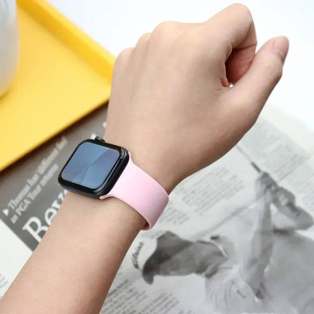 Silicone Strap For Apple Watch Band 40mm 44mm 45mm 42-38-41mm original 1:1 bracelet iwatch series 8 7 se 3 4 5 6 9 ultra 2 49mm