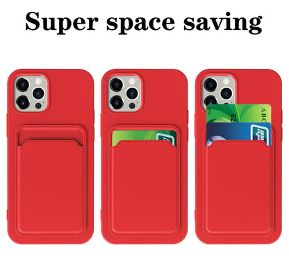 Push Card Slot Matte Soft TPU Bumper Case For iPhone 16 15 14 13 12 11 Pro Max Plus Mini X XS XR Max Shockproof Wallet Cover