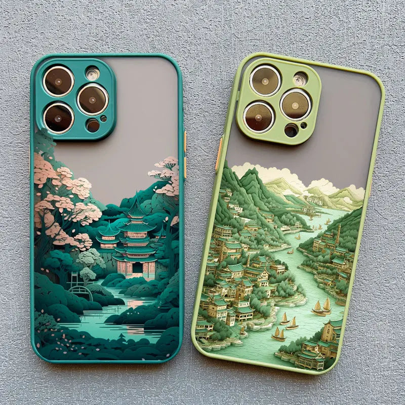 Phone Case For iPhone 15 11 14 Pro Max 13 12 Pro Max 14 7 8 Plus X XR XS Fashion Magnificent Mountains And Rivers Scenery Cover