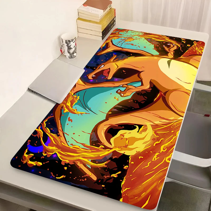 Japan Anime Magma Mouse Pad Laptop Kawaii P-pokemon C-charizard Keyboard Rug PC XXL Rug Gamer Cabinet Mousepad Big Cool Desk Mat