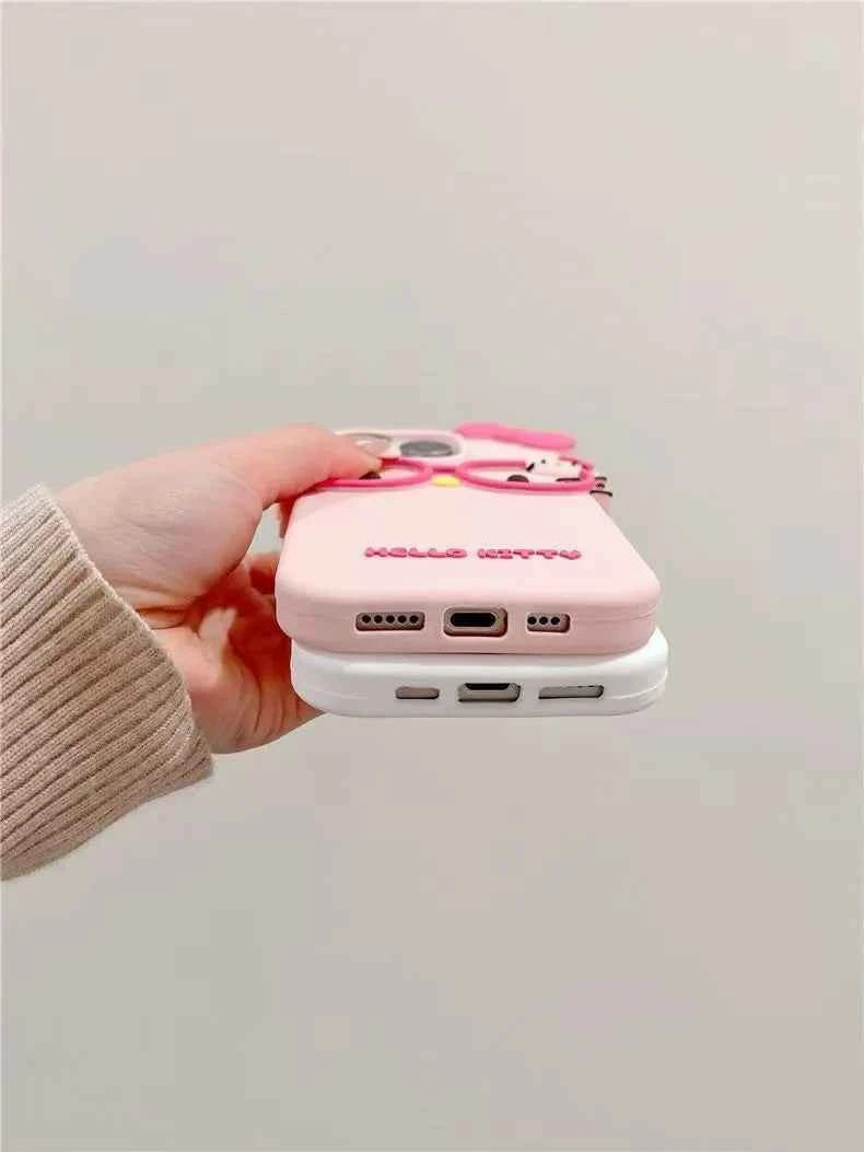 3D Glasses Cat Silicone Phone Case For iPhone 17 Pro Max 16 15 Plus 14 13 Mini 12 11 4 4S 5 5S 7 8 SE