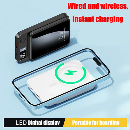 Portable 50000mAh Large Capacity Wireless Power Bank Magnetic Qi Powerbank Type C 22.5W Fast Charging For iPhone Samsung