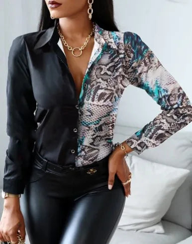 Elegant Women's Fashion Blouse 2025 Spring/Summer Digital Print Shirt Commuter Slim Fit Office Female Blusas Chemise Femme S-3XL