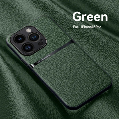 For iPhone15 Pro Max Luxury Leather Cover For iPhone 14 13 12 11 Plus Car Holder Case Magnetic Silicone Shockproof