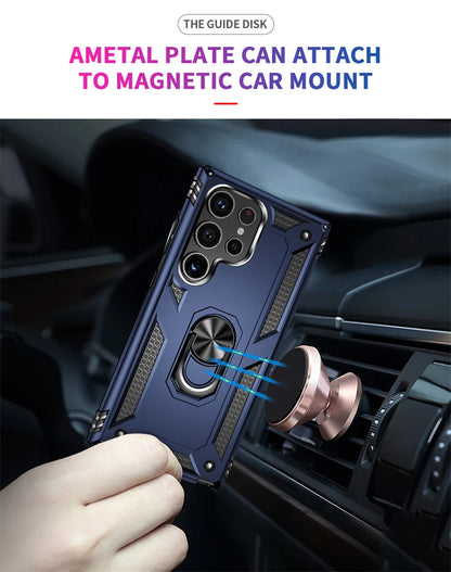 For Samsung Galaxy S24 Ultra Case Magnetic Stand Ring Phone Case For Samsung S24 + Plus S 24 Ultra Shockproof Armor Back Cover