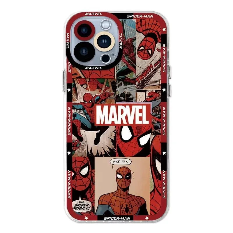 Spider Case For iPhone 16 Pro Max 15 14 Plus 13 12 11 Pro XR XS X 8 7 SE 2020 Soft Silicone Clea SpiderMannn Cover