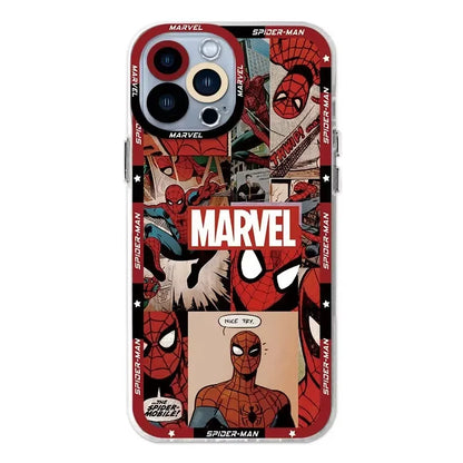 Spider Case For iPhone 16 Pro Max 15 14 Plus 13 12 11 Pro XR XS X 8 7 SE 2020 Soft Silicone Clea SpiderMannn Cover