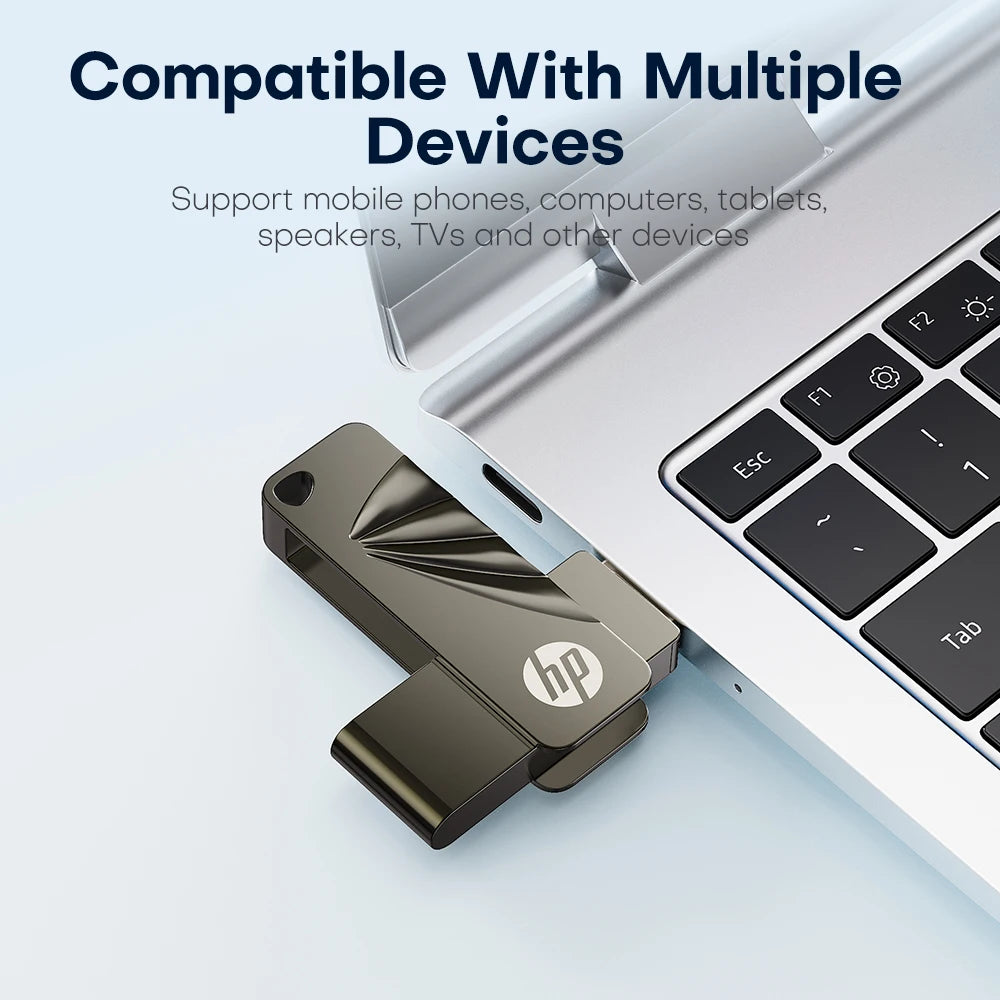 HP USB3.2 Flash Drive 32GB 64GB High Speed USB Sticks 128GB 256GB External Storage Metal Pendrive