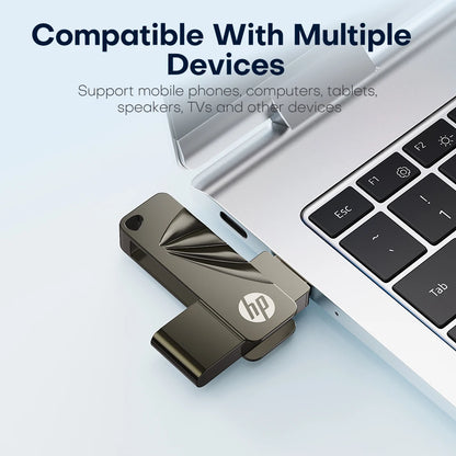 HP USB3.2 Flash Drive 32GB 64GB High Speed USB Sticks 128GB 256GB External Storage Metal Pendrive