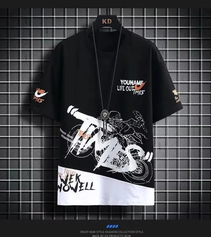 Loose Short Sleeve round Neck T-Shirt Thin Summer Casual Style for Men Breathable Streetwear Student Stall Short T-Shirt