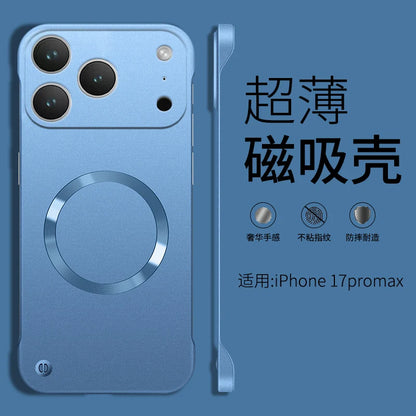 For Iphone 17 Pro Max Metallic Paint Frameless Ultra Thin Hard PC Case for Iphone 17 Air 17Pro Magnetic Magsafe Protect Cover