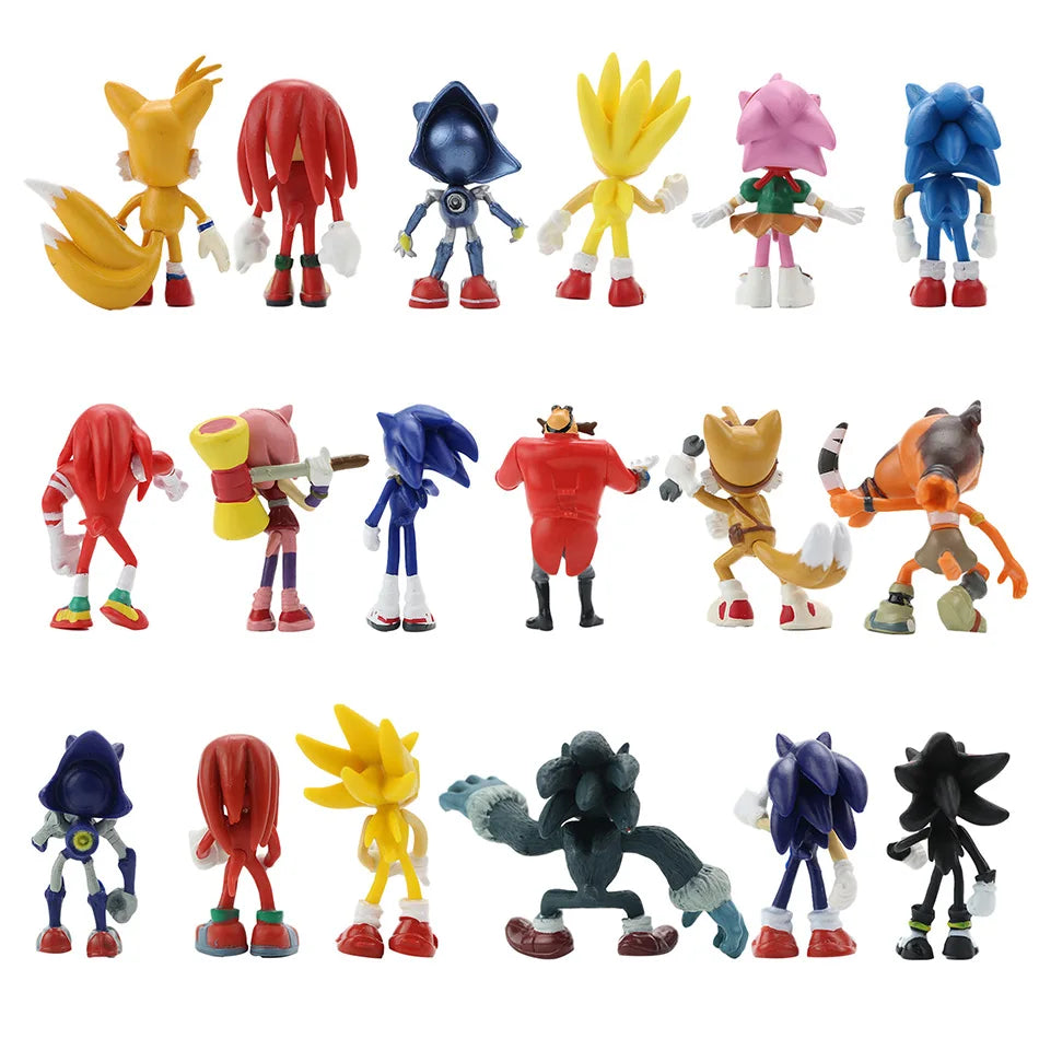 New whole set sale Sonic Tails Werehog Action Figures Blue Shadow Doll Cartoon Figurines Collectible Dolls Kids Hedgehog Toy