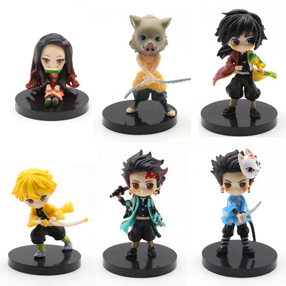 Demon Slayer Mini Figurine 6pcs/12pcs/Sets Kimetsu No Yaiba Small PVC Dolls Desktop Decoration