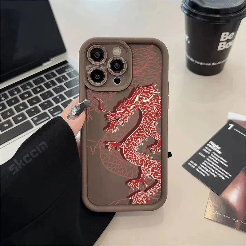 Luxury Fashion China East Dragon Soft Phone Case For iPhone 11 12 13 14 15 Pro Max XR XS X 7 8 Plus SE 2020 Silicone INS Covers