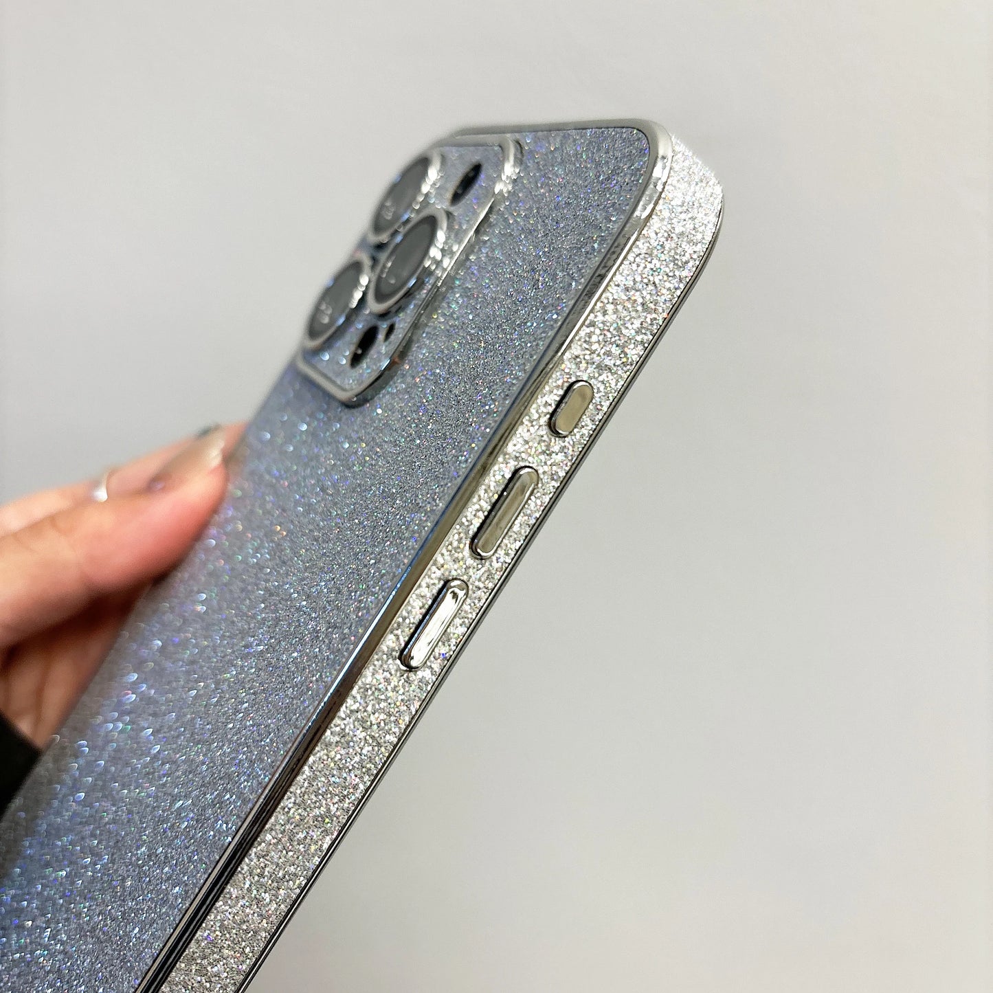 Luxury Bling Glitter Leather Case For iPhone 16 15 14 13 12 11 Pro Max Sparkling Soft Silicone Shockproof Plating Bumper Cover