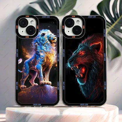 Lion Pattern Phone Case For iPhone 16 15 14 13 12 11 Plus Pro Max Mini XS X XR Soft Silicone Cover