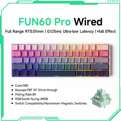 Akko MonsGeek FUN60 magnetic switch keyboard wired 60 percent compact rainbow RGB with PBT keycaps