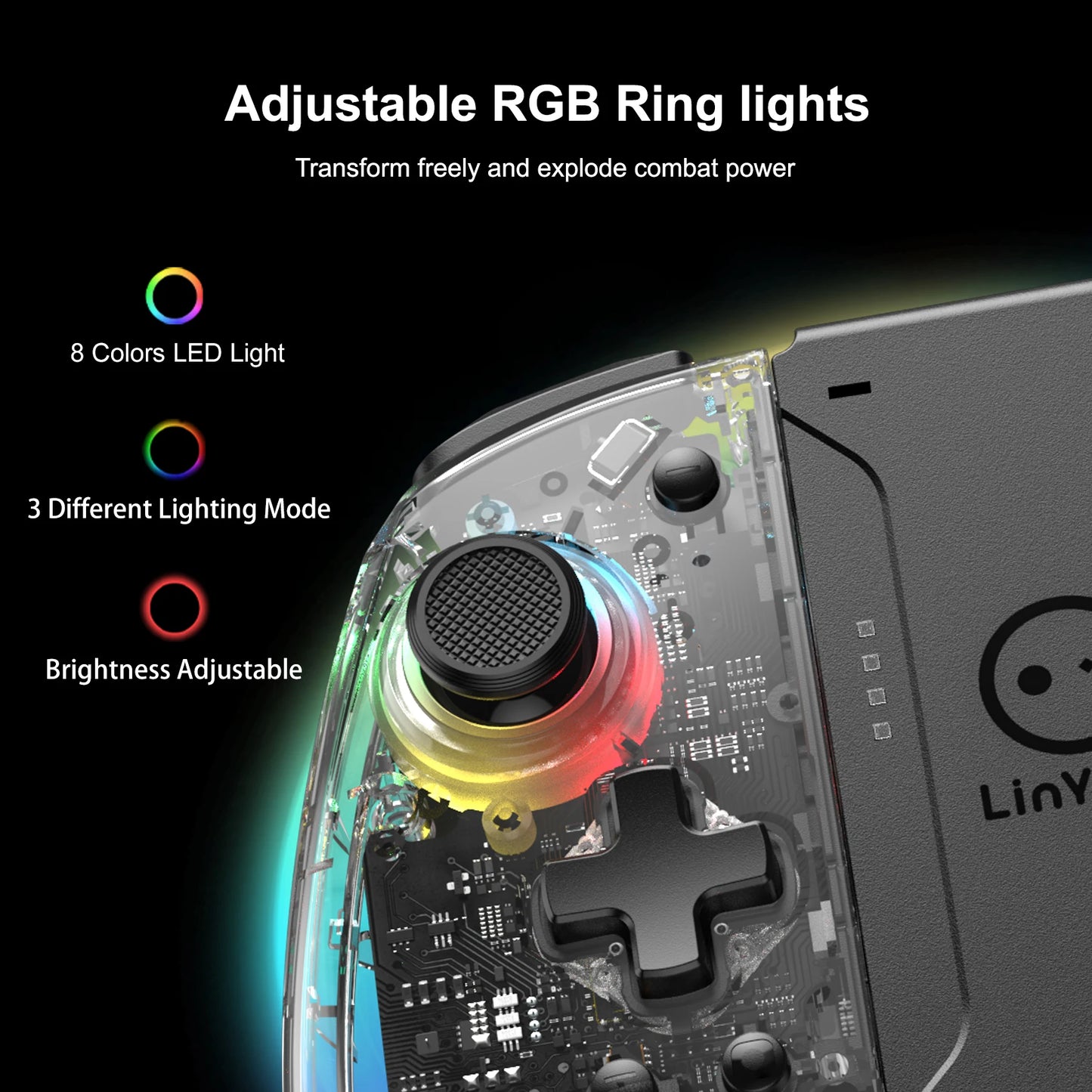 LinYuvo KS41 流星灯无线 Joycons 控制器，适用于 Switch/OLED，具有可编程/运动控制/双振动/涡轮功能