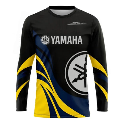 Black long-sleeve shirt with Yamaha logo on a white background